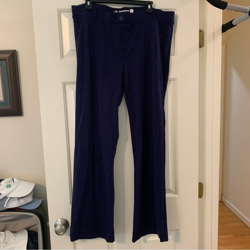 Betabrand Dark Blue Pants with White Dots
